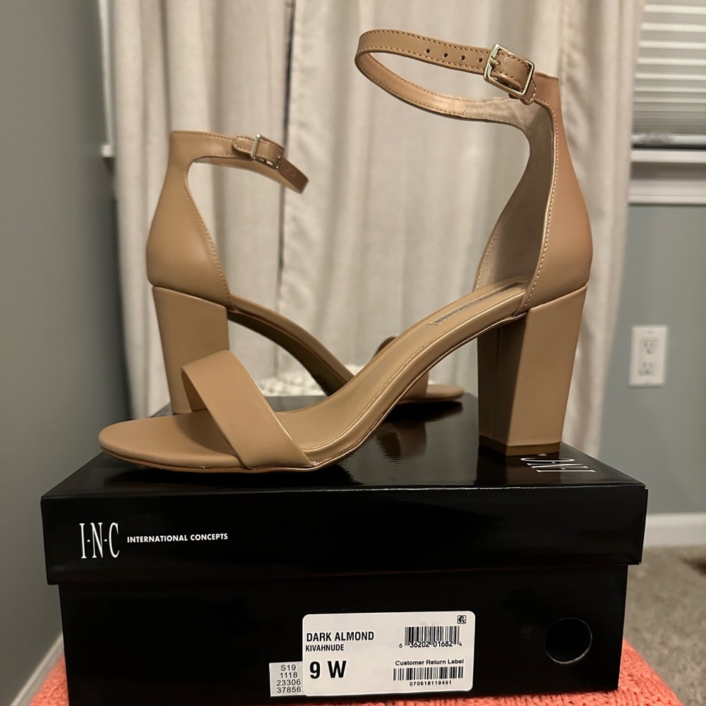 INC Nude Strappy Heels